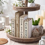 Lineshading 4 Pcs Farmhouse Table Decor Wooden Rustic Our Home Our Story Life Table Centerpiece Farmhouse Book Stack Block Sign for Tabletop Shelf Tiered Tray Desk Living Room Fireplace Home