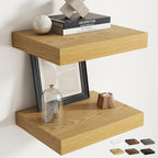 16 Inch Floating Shelves for Wall Set of 2, 12"D Wood Grain Bathroom Shelves with Invisible Brackets, Easy Install Engineered Wood Storage Shelves for Kitchen, Living Room, Bedroom, Oak Finish