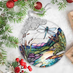 Christmas Stained Glass Dragonfly Ornament - Home Decor - Holiday Present Ideas - Gift Exchange - Fluttering Dragonfly