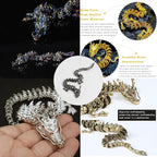 LIYAOLI 5 Pcs Large Metal 3D Printed Articulated Chinese Dragon Figurine Statue Bookshelf Decor 15 Inch Flexible Joints Luck Dragon for Home Office Desk Decoration