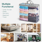 10 Pack Clear Storage Bags for Clothes, 22L Blanket Storage Bags, Under Bed Storage, Closet Organizers Bag, Upgraded Version Two-Way Zippers Design(Grey, 10PACK)