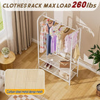 Clothes Garment Coat Rack Drying Clothing Racks Metal Freestanding for Hanging Clothes Portable Closet for Laundry Bedroom White