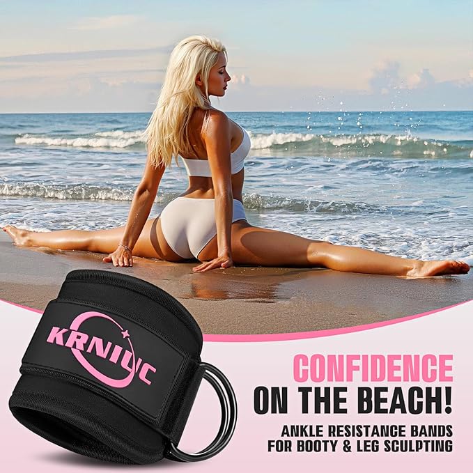 Ankle Resistance Bands with Cuffs, Resistance Bands for Working Out, Home Gym Workout Equipment for Women, Pilates Exercise, Hip, Leg, Glute Ankle Weights Training- Exercise Guides Included