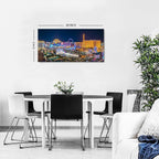 Las Vegas Skyline Wall Art American Cityscape Wall Decor City Night View Canvas Prints Picture Bellagio Fountain Skyscraper Painting Modern Artwork for Bedroom Living Room Home Decoration 20x40”