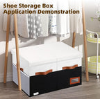 Shoe Organizer for Closet, Foldable Shoe Storage Bins with Lid & Adjustable Dividers, Fabric Shoe Box Storage Containers with Four Reinforced Handles, Fits 20 Pairs, 1 Pack, Black & White
