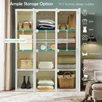 Tangkula Portable Closet Wardrobe, Foldable Clothes Organizer with Cubby Storage, Hanging Rods, Easy Assemble Clothing Storage with Magnet Doors, Folding Bedroom Armoire (12 Cubbies)
