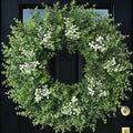 26'' Large Boxwood Wreath for Front Door Artificial Spring Wreath Boxwood Leaves Greenery Outdoor Door Wreaths for Porch Window Home Farmhouse Wall Decor Green Year Round Indoor Outdoor All Seasons