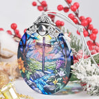 Religious Christmas Ornament, Stained Glass Christian Ornament, Christmas Tree Ornaments, Christmas Decoration, Holiday Ornament, Cross Home Decor, Gift Exchange, Gift Idea - Cross and River
