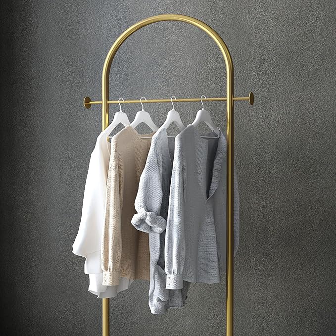 Freestanding Clothing Rack with Marble Base,Modern Arch Gold Garment Rack for Small Spaces,Sturdy Metal Coat Rack,Clothes Racks for Hanging Clothes in Bedroom,Closet,Entryway,Boutique Display
