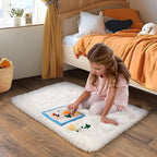 Small Area Rug, 2x3 Rug for Bedroom Shaggy Throw Rugs for Dorm Rug, Soft Shag Carpet for Kids Room, Plush Comfy Fluffy Bedside Rug for Home Decor Aesthetic, Cream White