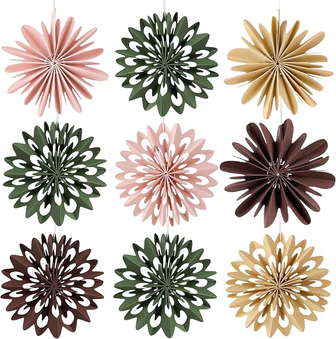 9PCS Mini Christmas Snowflake Ornament - Paper Hanging Snowflake Ornament for Christmas Tree Boho Paper Hanging Decorations for Holiday Indoor Home Decor