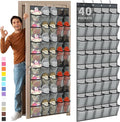 Windyun 40 Over The Door Shoe Organizer, Large Mesh Pocket Hanging Shoe Rack Hanger Large Capacity Gray Behind The Door Storage Holder for Dorm College Closet Entryway Bedroom Utility Room Women Men
