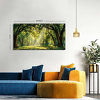 Forest Canvas Wall Art for Living Room Nature Landscape Pictures Wall Decor Sunrise Green Woodland Prints Poster Sunlight Trees Scenery Photography Artwork for Bedroom Office Home Decoration 24x48"