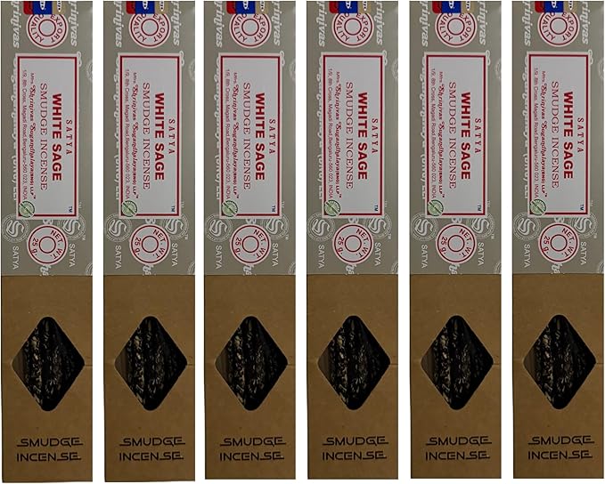 Satya Smudge Incense Stick – Hand-Rolled Indian Masala Incense for Meditation, Yoga & Spiritual Cleansing Pack of 6 (Smudge White Sage)