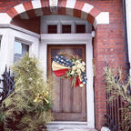250th Anniversary Patriotic Wreath, Red White and Blue Wreath All-Weather Farmhouse Outdoor Holiday Decoration, Memorial Wreaths 3D Eagle Wreaths for Front Door (A)