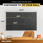 WALLHERO Cork Boards for Office, Dart Board Wall Protector, 59"x36" | 15 Pack | Black Bulletin Board, Cork Board, Cork Board Squares, Homasote Board, Bulletin Board Tiles (Gray Black)