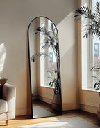 Delma Full Length Mirror, Large Floor Mirror for Wall, Bedroom, Bathroom, Living Room with Aluminium Frame (Stand, Arch 69x24, Black)