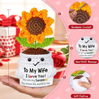 Gifts for Wife Her from Husband, To My Wife Handmade Crochet Mini Sunflower Doll, Valentines Anniversary Wedding Birthday Romantic Gifts for Women Her, Mothers Day I Love You Cute Sweet Gift for Wifey