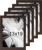 KTKDE 13x19 Picture Frame Set of 5,Walnut Wooden frames, Vertical & Horizontal Wall Hanging for Wall Display,Studio Gallery Photo Frame for Photos, Posters & Art Prints