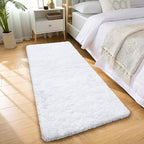 OLANLY 3x6 Machine Washable Runner Rugs for Hallway, Soft Fluffy Shaggy Bedside Rugs for Bedroom, Living Room, Indoor Floor Carpet for Kids Girls and Boys, Nursery Rooms, Home Decor Aesthetic, White
