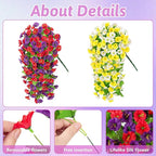 Artificial Fake Hanging Flowers Basket for Spring Decor, Faux Silk Flower in Planter for Summer, Outdoor Artificial Floral for Home Porch Yard(Yellow White Purple Red)
