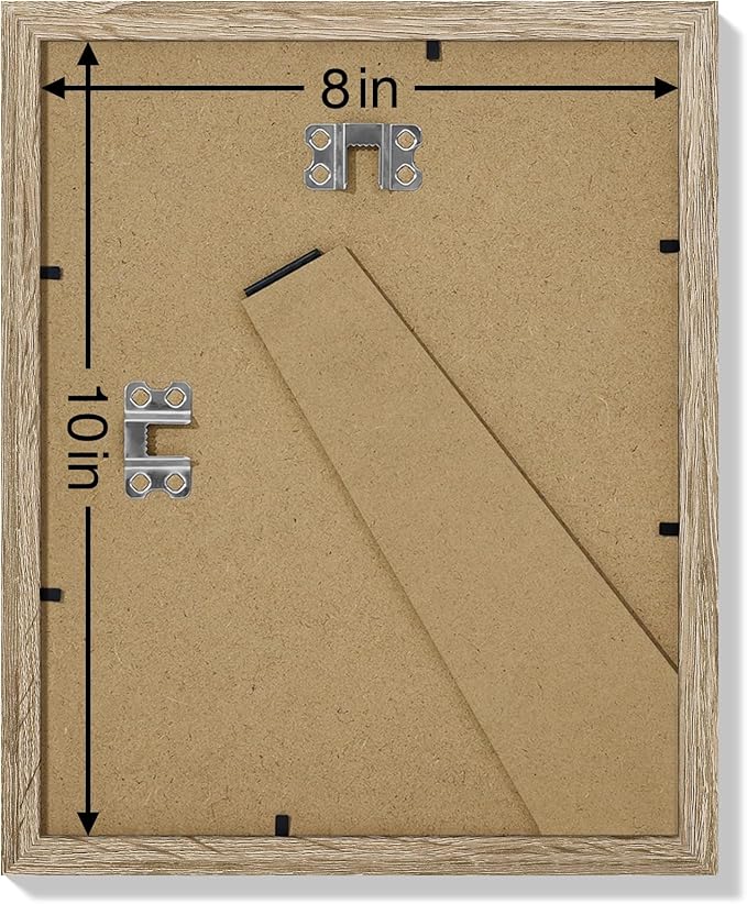 Vittanly 8x10 Picture Frames Set of 9, Shatter Resistant Plexiglass, Display 5x7 Pictures with Mat or 8x10 without Mat, Photo Frames for Wall or Tabletop, Engineered Wood, Light Wood