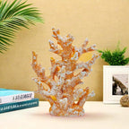 Etlemonde Beach Coastal Decor Coral Reef Home Decor Coral Statue Sculpture Home,Desk,Bathroom,Desktop Shelf Statue,Marine Themed Gifts (Golden Orange Coral)