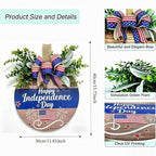 4th of July Wreaths Decorations for Front Door with Large Bow, USA 250th Anniversary Merchandise, Independence Day & Summer Patriotic Decorations for Garden & Patio (Color-Day)