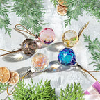 Crystal Suncatcher Ornaments Christmas Tree Decorations, 12PCS Xmas Iridescent Crystal Ball Prism, Mini Round Ball Drop Hanging Ornament for Xmas Tree Suncatcher Chandelier Wedding Party Home Decor