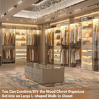 Aheaplus Closet System with 4 Drawers, 8FT Wood Closet Organizer System, Walk-in Closet Wardrobe with Tower, 4 Hang Rods, 2 Top Shelves, Built In Closet Insert System, Fits Spaces 4-9 ft, White Oak