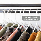 HOLDN’ STORAGE Portable Wardrobe Closet - 65 lb Large Capacity, Internal Heavy Duty Metal Rod, Zipper & Clear Window, Durable Clothes Organizer, Tool-Free Easy Assembly, Gray Canvas Cover