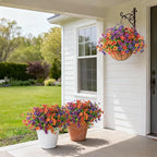 Artificial Flowers for Outdoors, 12 Bundles Multicolor Silk Fake Flower for Spring Summer Decoration, UV Resistant No Fade Artificial Outdoor Plants for Home Planter Porch Patio Yard Decor