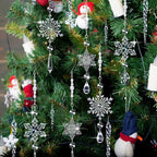 Giegxin 32 Pcs Crystal Christmas Ornaments Crystal Hanging Snowflakes Acrylic Xmas Tree Icicle Drop Decorations with Hooks for Christmas Snow Party Winter(Transparent)