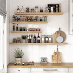 Vivelove 10" Deep Floating Shelves Over Toilet, 16" Wall Shelves for Bathroom Bedroom Kitchen Living Room Laundry Room, Modern Rustic Shelves for Home Decor, 16"x10.2"x1.5", Set of 2, Oak