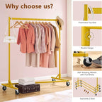 Hoctieon Z Rack, Rolling Clothes Racks with Z-Base, Heavy Duty Garment Rack, Clothing Racks for Hanging Clothes, Sturdy Metal Hanging Holder, Clothes Organizer Rack, Gold
