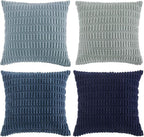 Fancy Homi 4 Packs Decorative Throw Pillow Covers for Living Room Couch Bed, Modern Farmhouse Boho Home Décor Accent Cushion Case, 12" x 12", Blue Series