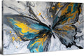Abstract Butterfly Wall Art Teal Grey Yellow Butterfly Wall Decor Modern Marble Textured Canvas Poster Luxury Fluid Pictures Watercolor Neutral Artwork for Living Room Bedroom Home Decoration 24x48"