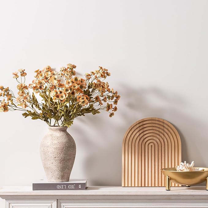 Ceramic Flower Vase Home Decor - Large Farmhouse Table Vases Rustic Vintage Living Room Kitchen Bedroom Decorations for House Book Shelf Office Coffee Desk Dining Fireplace (9" Retro)
