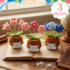 Wavwavw 3 Pack Teacher Appreciation Gift Positive Flower Handmade Crochet Doll Thank You for Helping Me Grow Gifts Back to School Gifts for Women Teacher(Puff Flower, Bell Orchid, Forget Me Not)
