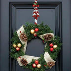 2 Pack Candy Cane Snowman Wreath Hangers for Front Door,Christmas Decoration Metal Over The Door Single Wreath Hook Ornament Door Wreath Hanger,Door Hanger for Wreath Front Door
