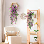 Artificial Fake Hanging Flowers Plants for Outdoor Spring Decoration,2 PCS Faux Silk Daisy with Eucalyptus Leaves,UV Resistant Look Real for Outside Home Indoor Planter Porch Patio Balcony Yard Decor