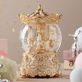 Carousel Musical Snow Globe Princess Unicorn Music Box for Girls Women Baby Kids Sister Daughter Mom Granddaughter Grandma Christmas Birthday Presents Gifts (Gold)
