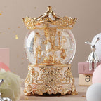 Carousel Musical Snow Globe Princess Unicorn Music Box for Girls Women Baby Kids Sister Daughter Mom Granddaughter Grandma Christmas Birthday Presents Gifts (Gold)