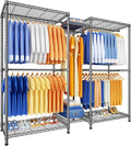 Ulif E12 Pro Clothes Rack，Heavy Duty Freestanding Garment Rack with Shelves，Metal Clothing Closet Storage System for Hanging Clothes，71" W x 16" D x 76.5" H, Hold 960 lbs，Grey