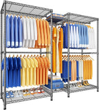 Ulif E12 Pro Clothes Rack，Heavy Duty Freestanding Garment Rack with Shelves，Metal Clothing Closet Storage System for Hanging Clothes，71" W x 16" D x 76.5" H, Hold 960 lbs，Grey
