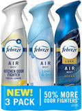 Febreze Air Mist, Air Freshener Spray, Odor Fighting Room Spray, Deodorizer for Home Bathroom Kitchen Office Apartment Dorm Room Classroom, Kitchen Base Mix, 8.1oz, 3ct