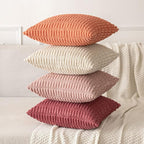 MIULEE Pack of 2 Corduroy Decorative Throw Pillow Covers 20x20 Inch Soft Boho Striped Pillow Covers Modern Farmhouse Home Decor for Sofa Living Room Couch Bed Cranberry Red