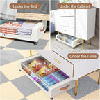 Under Bed Storage with Wheels, UnderBed Storage Containers with Clear Lid and Handles, XXL 60L Under the Bed Storage Bins Drawers for Clothes,Blankets,Shoes,Books (WHITE, 2 PACK)