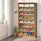 Tribesigns 2PCS Tall Shoe Cabinet, 9 Tiers 40-45 Pairs Heavy Duty Wood Freestanding Shoe Storage Cabinet, 70.8'' Tall Shoe Cabinet with Open Storage for Entryway (2, Light Brown)