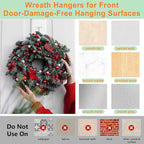 JUUBAOOPN 8 Pack Heavy-Duty Wreath Hangers for Front Door – Seasonal Christmas & Halloween Decorations, Over-The-Door Hooks Organizer, Clear Adhesive Hooks
